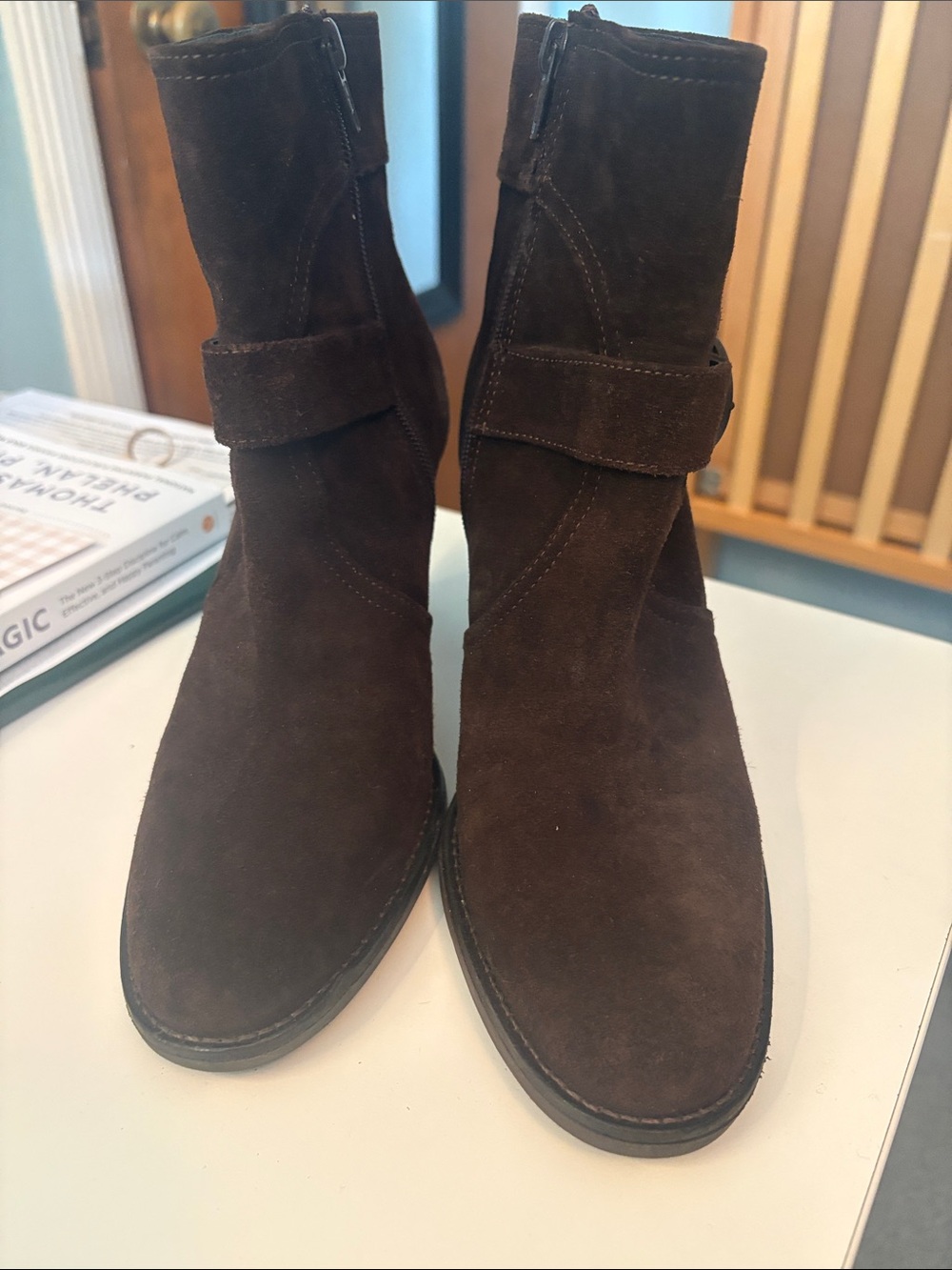 Via Spiga Dark Brown Suede Ankle Boots